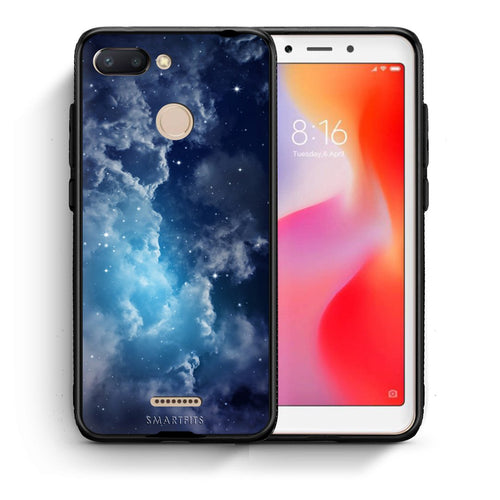 Θήκη Xiaomi Redmi 6 Blue Sky Galaxy από τη Smartfits με σχέδιο στο πίσω μέρος και μαύρο περίβλημα | Xiaomi Redmi 6 Blue Sky Galaxy case with colorful back and black bezels