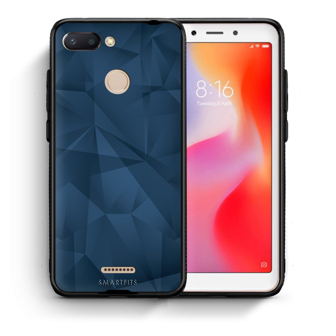 Θήκη Xiaomi Redmi 6 Blue Abstract Geometric από τη Smartfits με σχέδιο στο πίσω μέρος και μαύρο περίβλημα | Xiaomi Redmi 6 Blue Abstract Geometric case with colorful back and black bezels