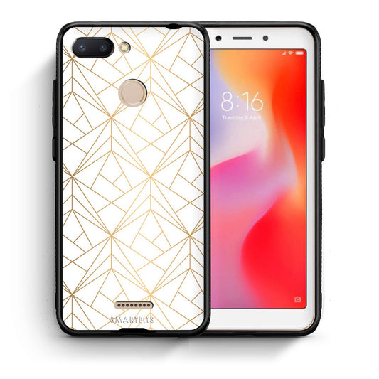 Θήκη Xiaomi Redmi 6 Luxury White Geometric από τη Smartfits με σχέδιο στο πίσω μέρος και μαύρο περίβλημα | Xiaomi Redmi 6 Luxury White Geometric case with colorful back and black bezels