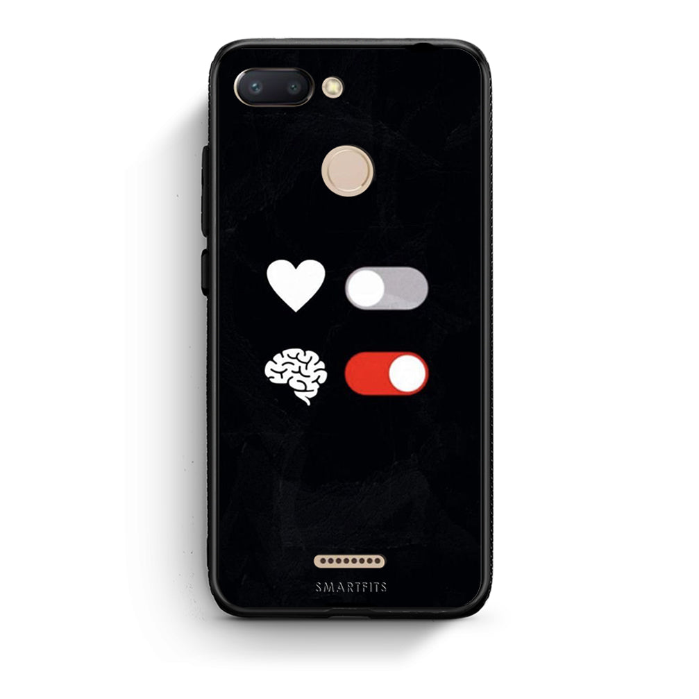 Xiaomi Redmi 6 Heart Vs Brain Θήκη Αγίου Βαλεντίνου από τη Smartfits με σχέδιο στο πίσω μέρος και μαύρο περίβλημα | Smartphone case with colorful back and black bezels by Smartfits