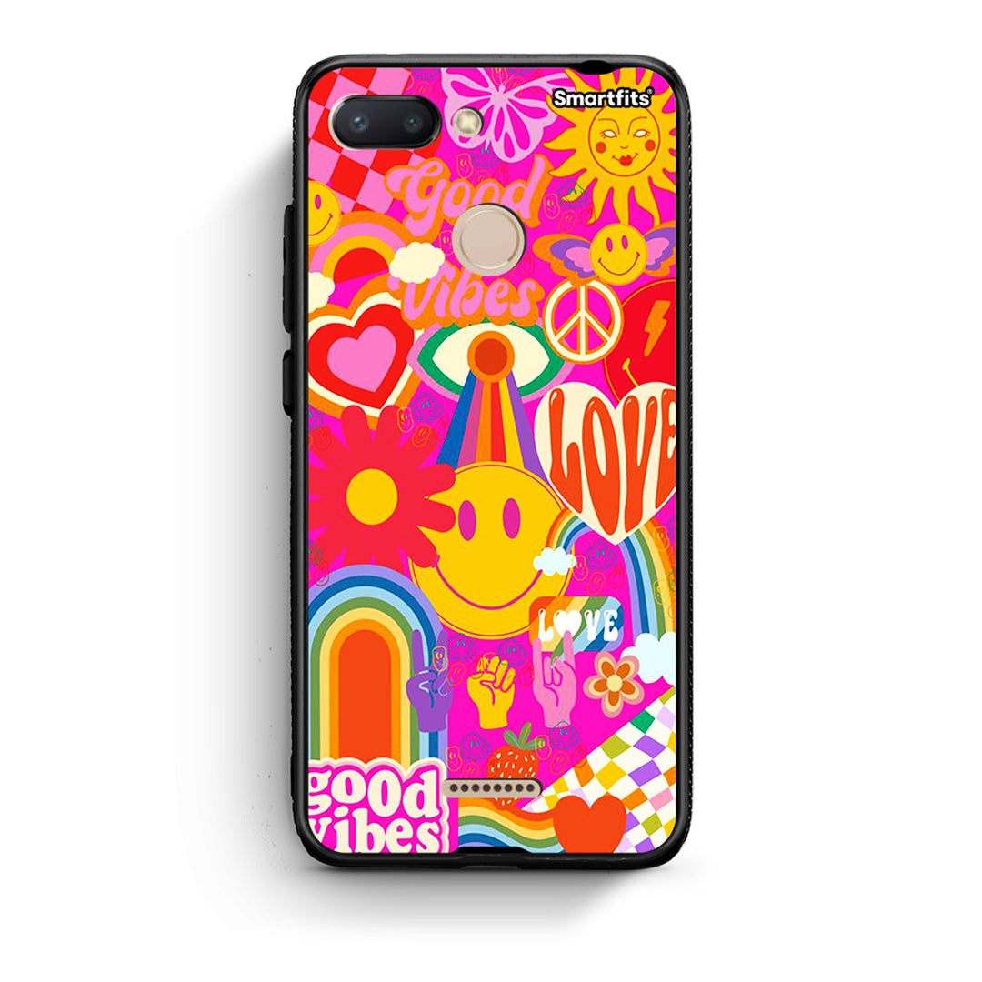 Xiaomi Redmi 6 Hippie Love θήκη από τη Smartfits με σχέδιο στο πίσω μέρος και μαύρο περίβλημα | Smartphone case with colorful back and black bezels by Smartfits