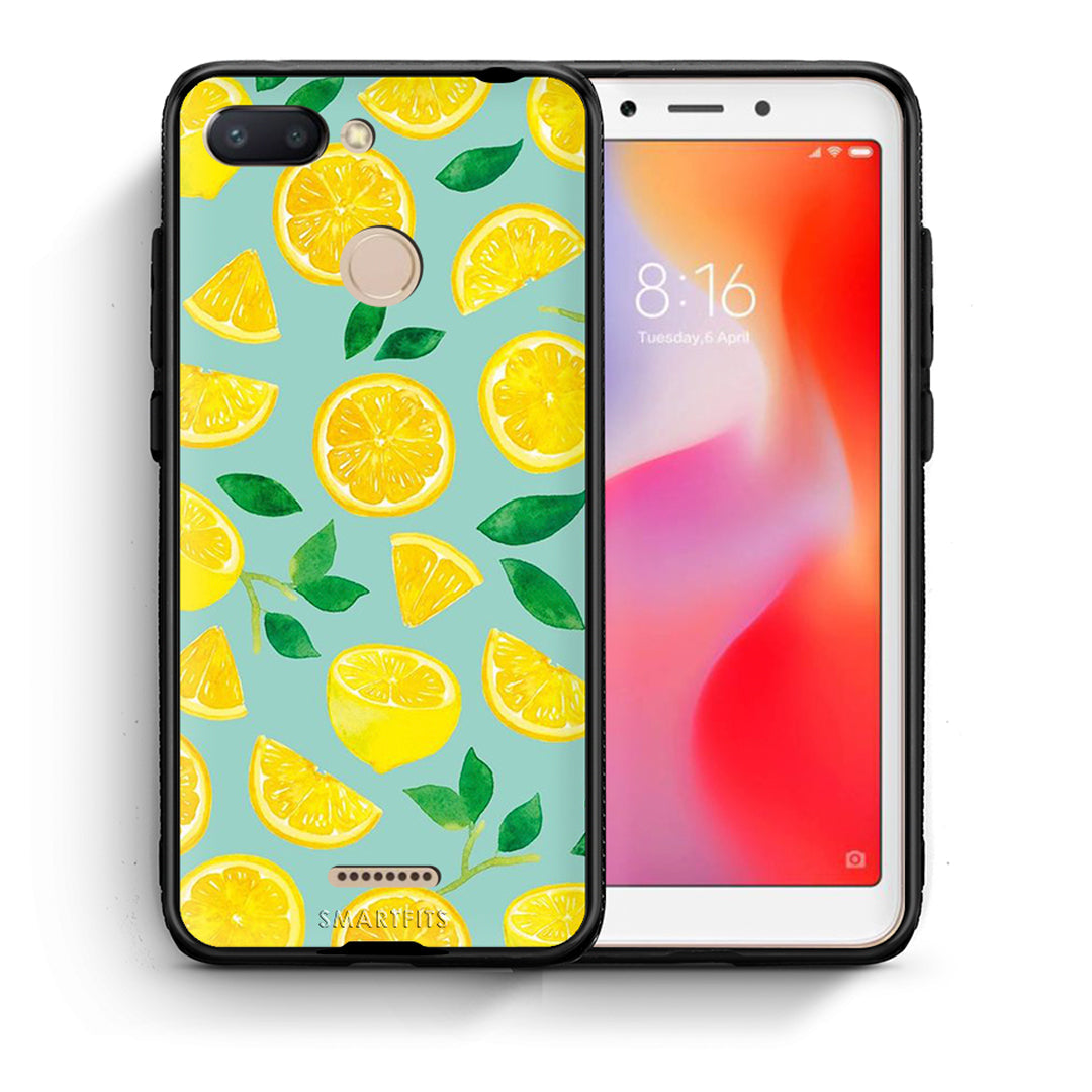 Θήκη Xiaomi Redmi 6 Lemons από τη Smartfits με σχέδιο στο πίσω μέρος και μαύρο περίβλημα | Xiaomi Redmi 6 Lemons case with colorful back and black bezels