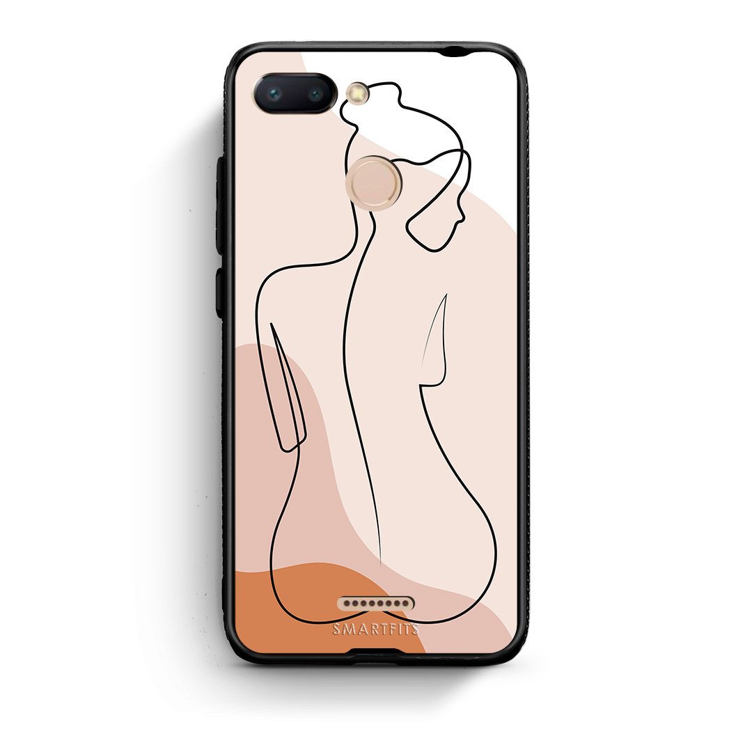 Xiaomi Redmi 6 LineArt Woman θήκη από τη Smartfits με σχέδιο στο πίσω μέρος και μαύρο περίβλημα | Smartphone case with colorful back and black bezels by Smartfits