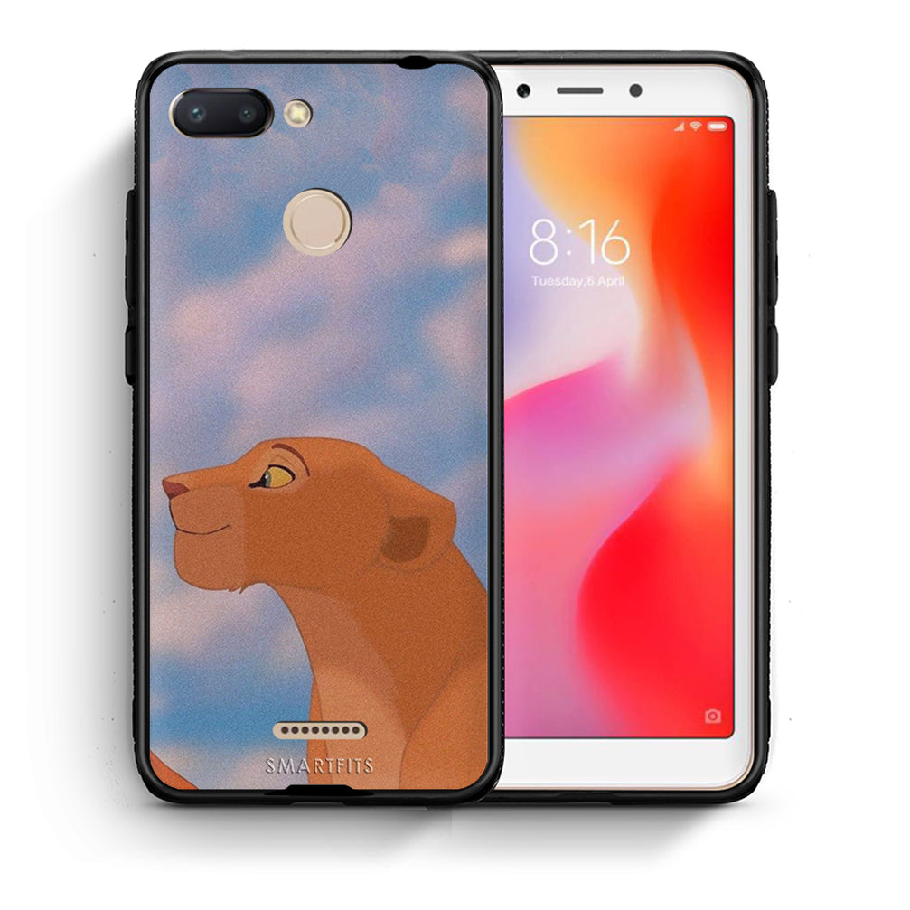 Θήκη Αγίου Βαλεντίνου Xiaomi Redmi 6 Lion Love 2 από τη Smartfits με σχέδιο στο πίσω μέρος και μαύρο περίβλημα | Xiaomi Redmi 6 Lion Love 2 case with colorful back and black bezels
