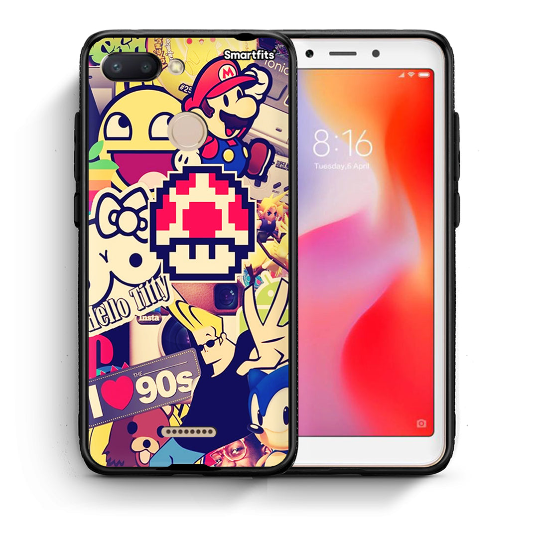 Θήκη Xiaomi Redmi 6 Love The 90s από τη Smartfits με σχέδιο στο πίσω μέρος και μαύρο περίβλημα | Xiaomi Redmi 6 Love The 90s case with colorful back and black bezels