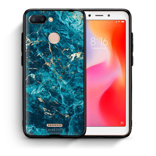 Θήκη Xiaomi Redmi 6 Marble Blue από τη Smartfits με σχέδιο στο πίσω μέρος και μαύρο περίβλημα | Xiaomi Redmi 6 Marble Blue case with colorful back and black bezels