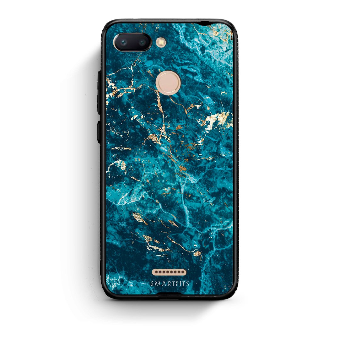 Xiaomi Redmi 6 Marble Blue θήκη από τη Smartfits με σχέδιο στο πίσω μέρος και μαύρο περίβλημα | Smartphone case with colorful back and black bezels by Smartfits