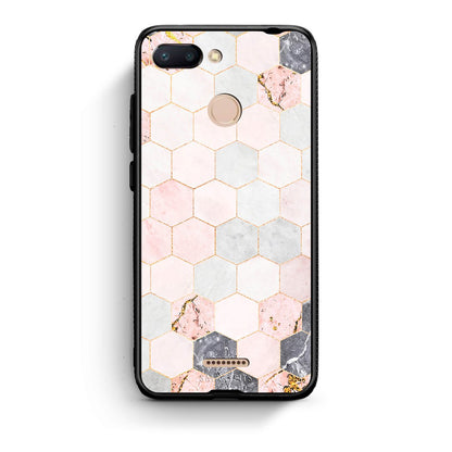4 - Xiaomi Redmi 6 Hexagon Pink Marble case, cover, bumper