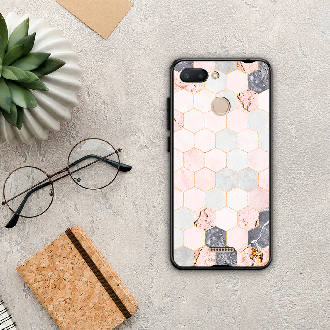Marble Hexagon Pink - Xiaomi Redmi 6 θήκη