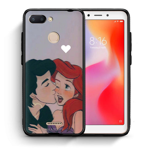 Θήκη Αγίου Βαλεντίνου Xiaomi Redmi 6 Mermaid Love από τη Smartfits με σχέδιο στο πίσω μέρος και μαύρο περίβλημα | Xiaomi Redmi 6 Mermaid Love case with colorful back and black bezels