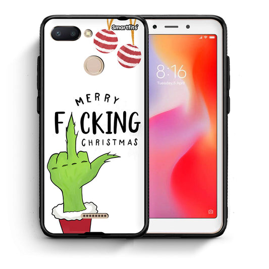 Θήκη Xiaomi Redmi 6 Merry F Xmas από τη Smartfits με σχέδιο στο πίσω μέρος και μαύρο περίβλημα | Xiaomi Redmi 6 Merry F Xmas case with colorful back and black bezels