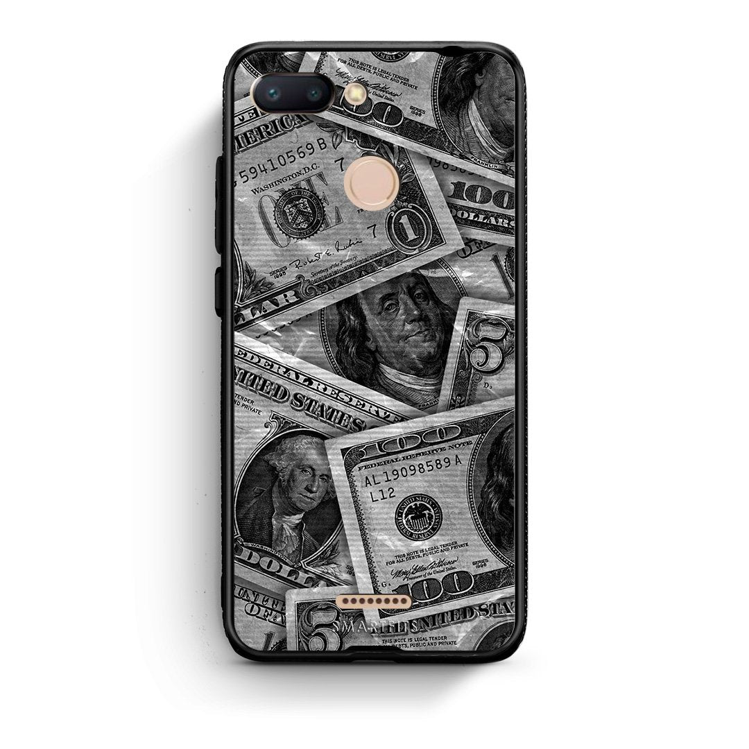 Xiaomi Redmi 6 Money Dollars θήκη από τη Smartfits με σχέδιο στο πίσω μέρος και μαύρο περίβλημα | Smartphone case with colorful back and black bezels by Smartfits