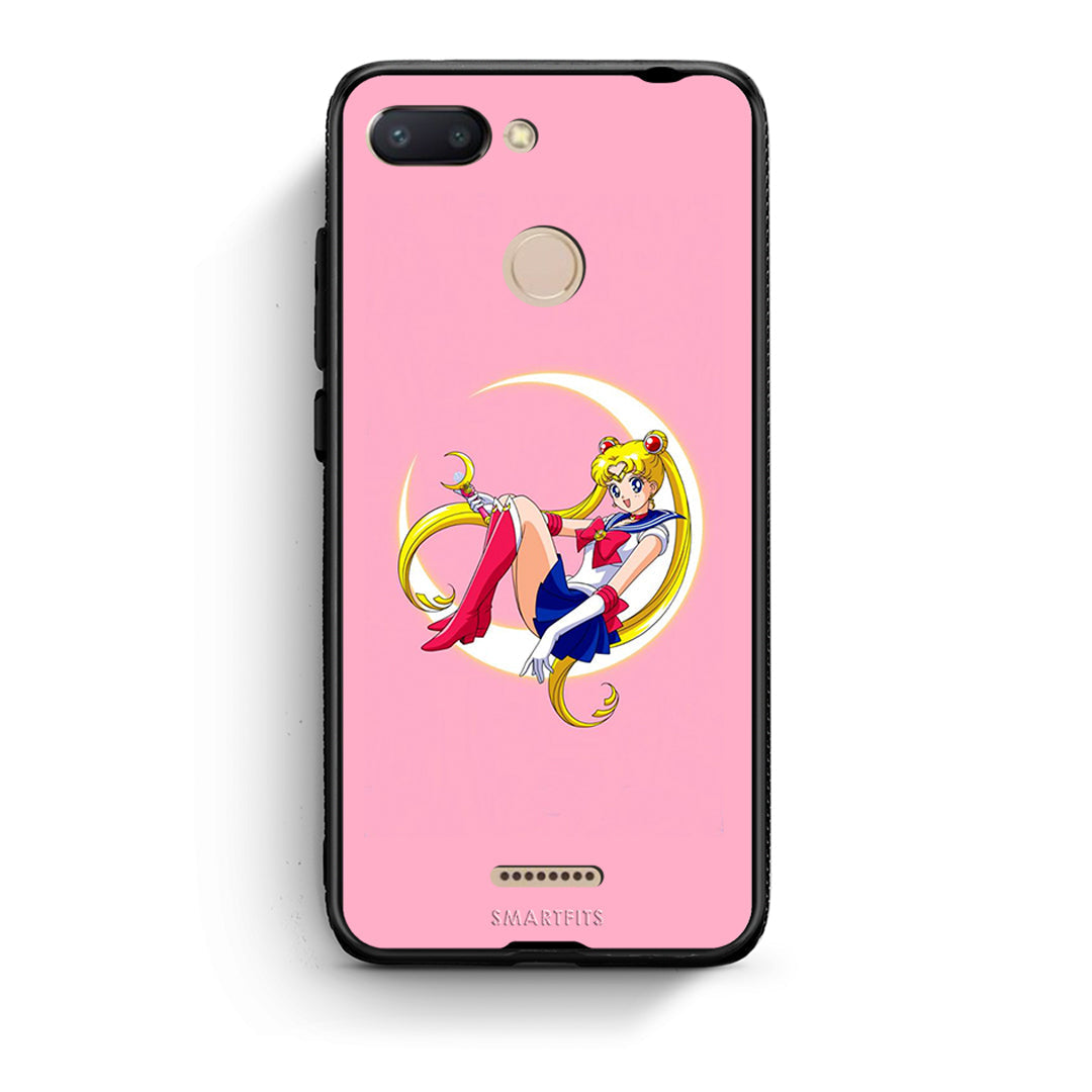 Xiaomi Redmi 6 Moon Girl θήκη από τη Smartfits με σχέδιο στο πίσω μέρος και μαύρο περίβλημα | Smartphone case with colorful back and black bezels by Smartfits