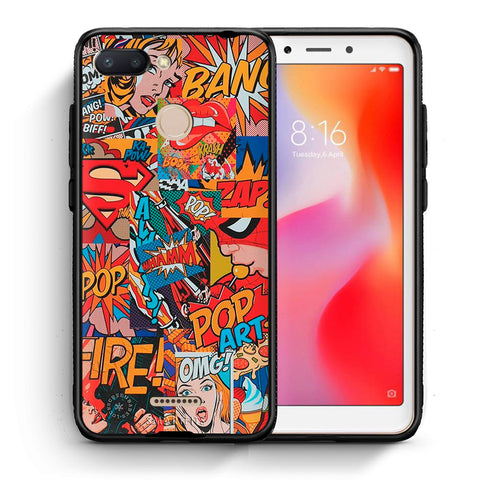 Θήκη Xiaomi Redmi 6 PopArt OMG από τη Smartfits με σχέδιο στο πίσω μέρος και μαύρο περίβλημα | Xiaomi Redmi 6 PopArt OMG case with colorful back and black bezels