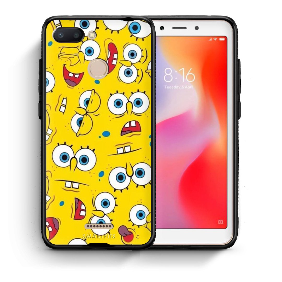 Θήκη Xiaomi Redmi 6 Sponge PopArt από τη Smartfits με σχέδιο στο πίσω μέρος και μαύρο περίβλημα | Xiaomi Redmi 6 Sponge PopArt case with colorful back and black bezels