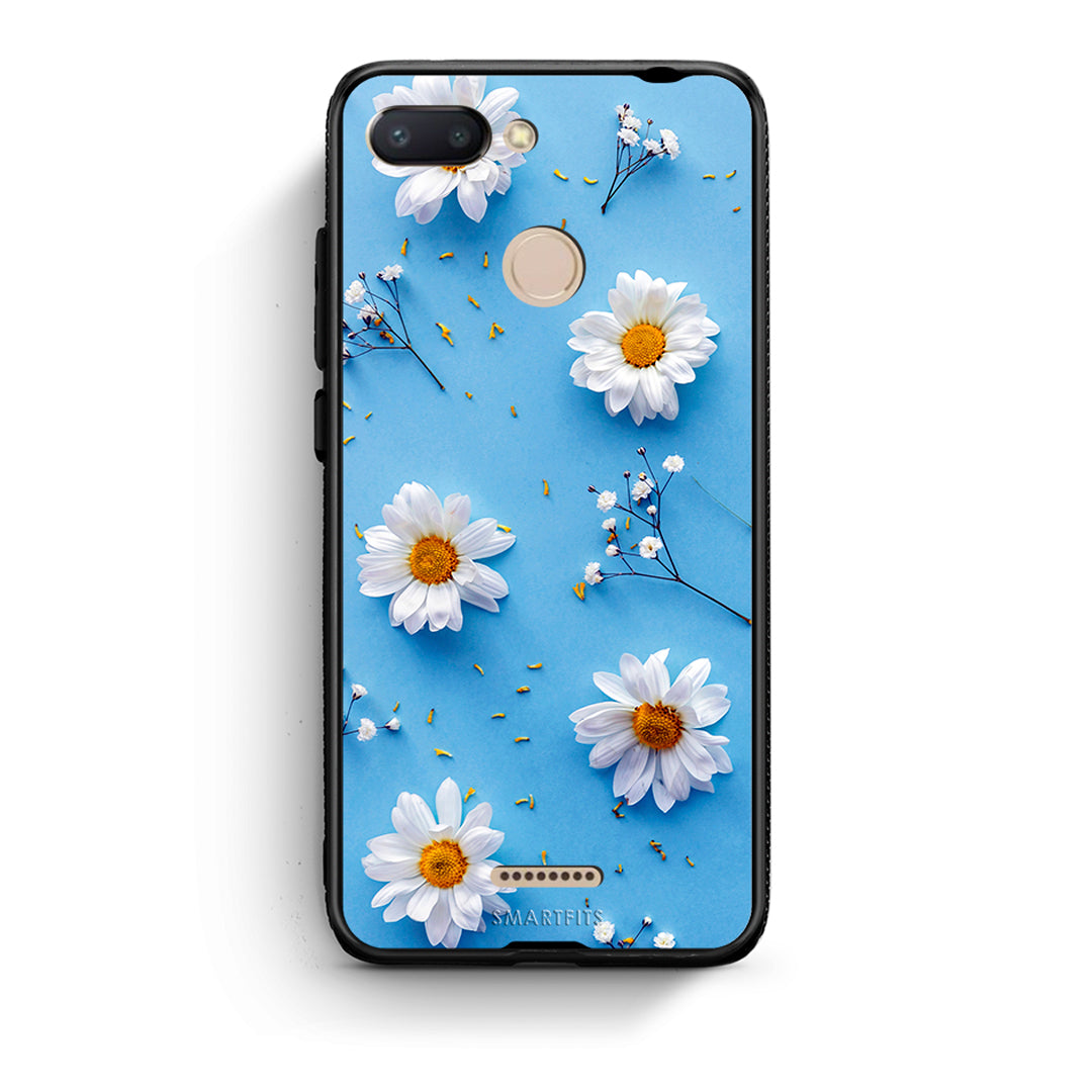 Xiaomi Redmi 6 Real Daisies θήκη από τη Smartfits με σχέδιο στο πίσω μέρος και μαύρο περίβλημα | Smartphone case with colorful back and black bezels by Smartfits