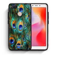 Thumbnail for Θήκη Xiaomi Redmi 6 Real Peacock Feathers από τη Smartfits με σχέδιο στο πίσω μέρος και μαύρο περίβλημα | Xiaomi Redmi 6 Real Peacock Feathers case with colorful back and black bezels