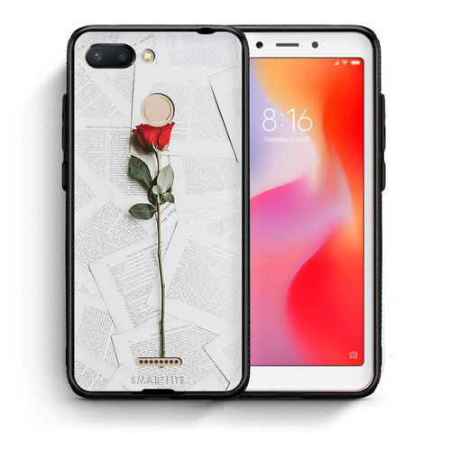 Θήκη Xiaomi Redmi 6 Red Rose από τη Smartfits με σχέδιο στο πίσω μέρος και μαύρο περίβλημα | Xiaomi Redmi 6 Red Rose case with colorful back and black bezels