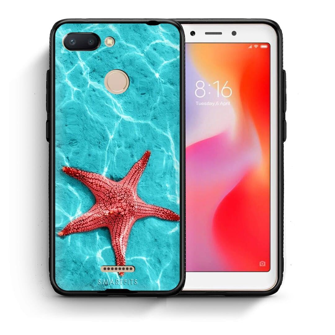Θήκη Xiaomi Redmi 6 Red Starfish από τη Smartfits με σχέδιο στο πίσω μέρος και μαύρο περίβλημα | Xiaomi Redmi 6 Red Starfish case with colorful back and black bezels