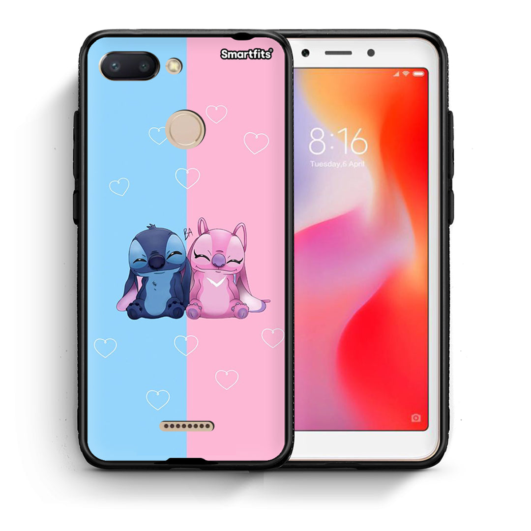Θήκη Xiaomi Redmi 6 Stitch And Angel από τη Smartfits με σχέδιο στο πίσω μέρος και μαύρο περίβλημα | Xiaomi Redmi 6 Stitch And Angel case with colorful back and black bezels