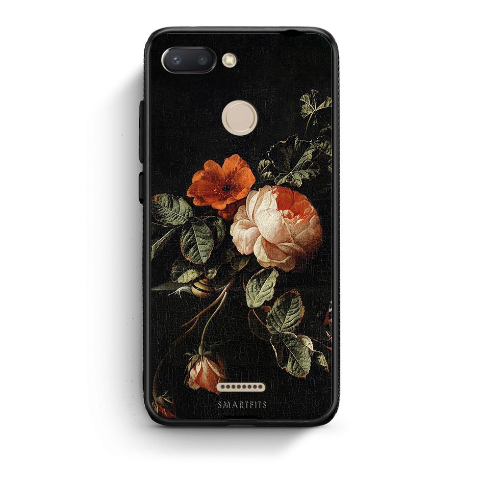 Xiaomi Redmi 6 Vintage Roses θήκη από τη Smartfits με σχέδιο στο πίσω μέρος και μαύρο περίβλημα | Smartphone case with colorful back and black bezels by Smartfits