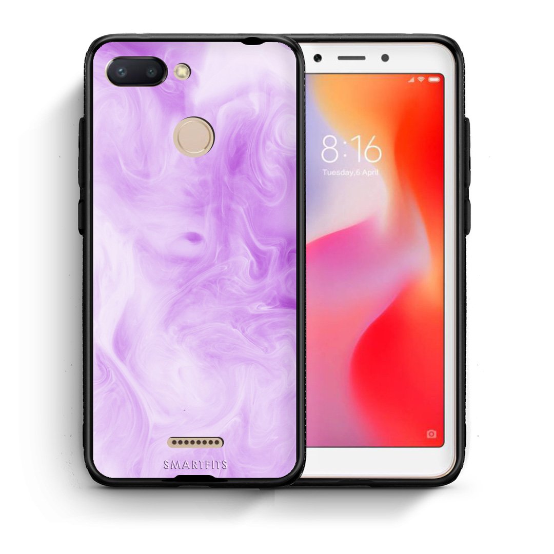 Θήκη Xiaomi Redmi 6 Lavender Watercolor από τη Smartfits με σχέδιο στο πίσω μέρος και μαύρο περίβλημα | Xiaomi Redmi 6 Lavender Watercolor case with colorful back and black bezels
