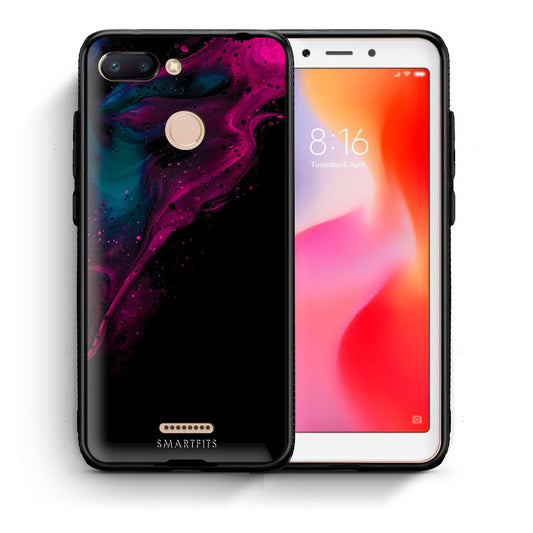 Θήκη Xiaomi Redmi 6 Pink Black Watercolor από τη Smartfits με σχέδιο στο πίσω μέρος και μαύρο περίβλημα | Xiaomi Redmi 6 Pink Black Watercolor case with colorful back and black bezels
