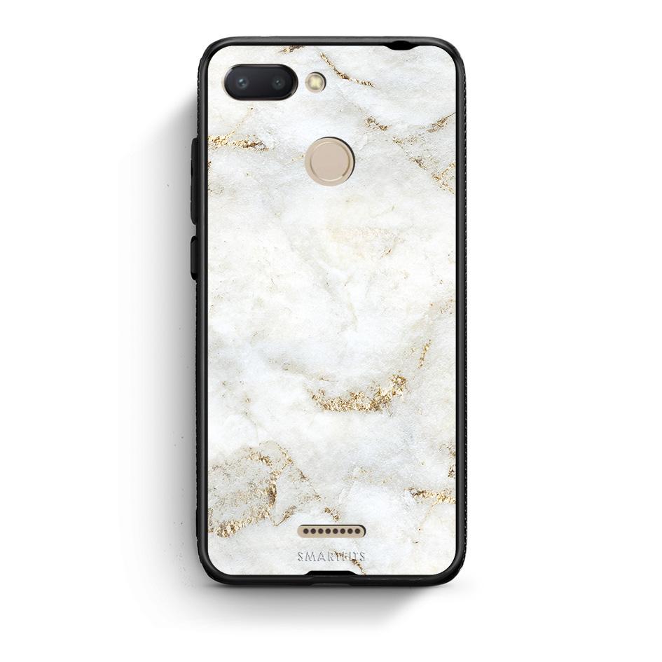 Xiaomi Redmi 6 White Gold Marble θήκη από τη Smartfits με σχέδιο στο πίσω μέρος και μαύρο περίβλημα | Smartphone case with colorful back and black bezels by Smartfits