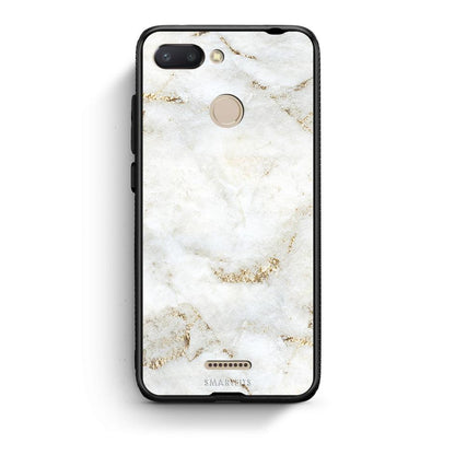 Xiaomi Redmi 6 White Gold Marble θήκη από τη Smartfits με σχέδιο στο πίσω μέρος και μαύρο περίβλημα | Smartphone case with colorful back and black bezels by Smartfits