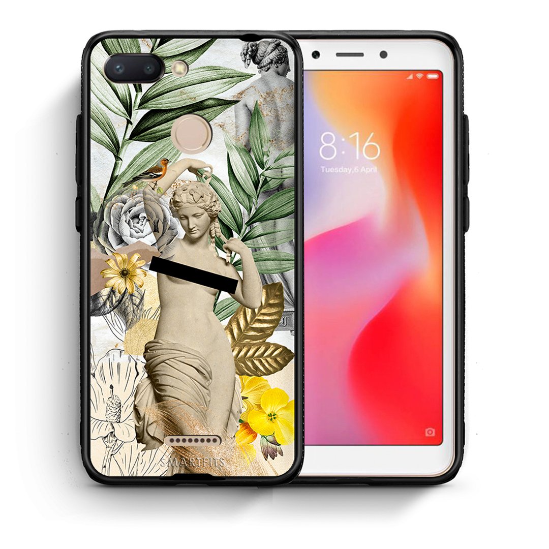 Θήκη Xiaomi Redmi 6 Woman Statue από τη Smartfits με σχέδιο στο πίσω μέρος και μαύρο περίβλημα | Xiaomi Redmi 6 Woman Statue case with colorful back and black bezels