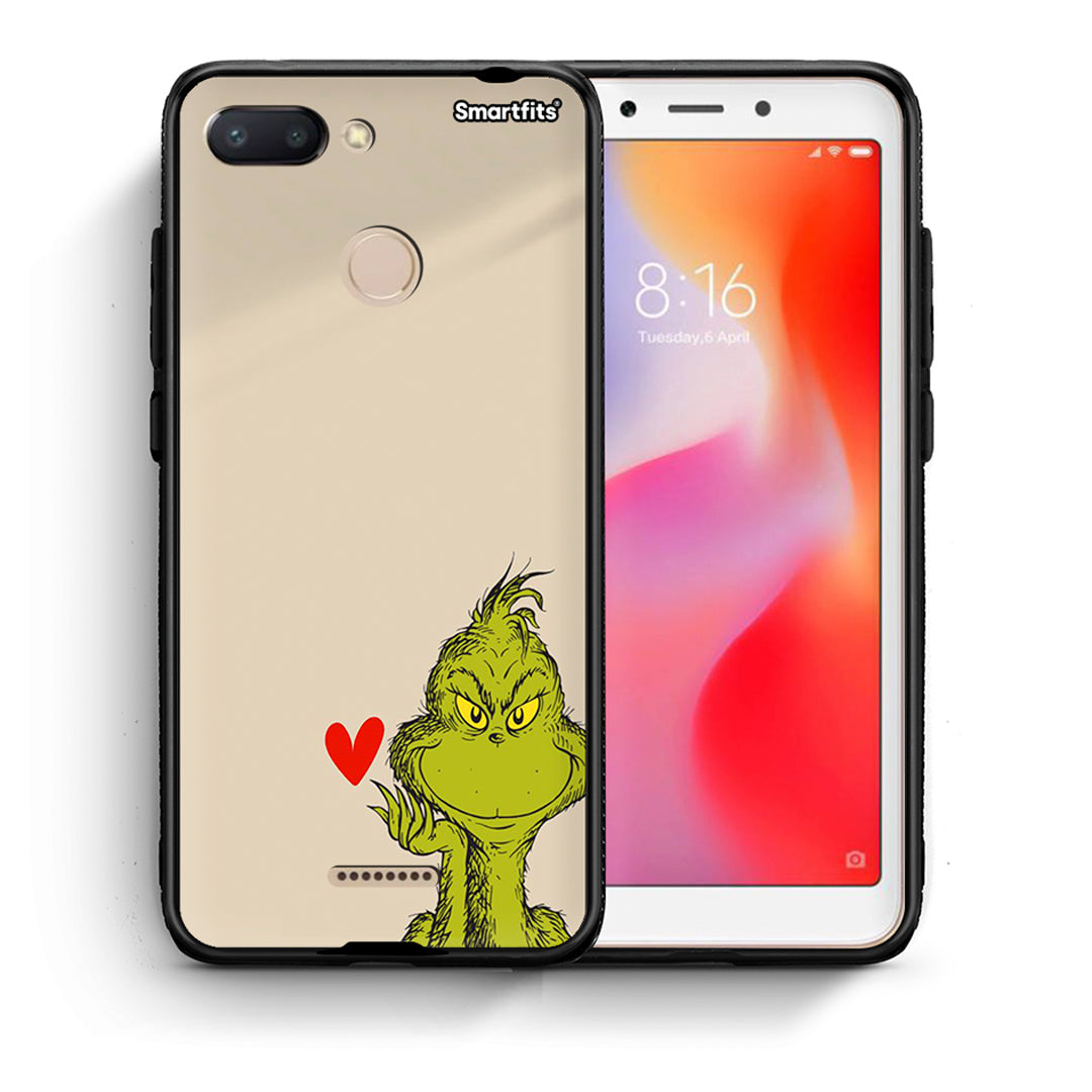 Θήκη Xiaomi Redmi 6 Xmas Grinch από τη Smartfits με σχέδιο στο πίσω μέρος και μαύρο περίβλημα | Xiaomi Redmi 6 Xmas Grinch case with colorful back and black bezels