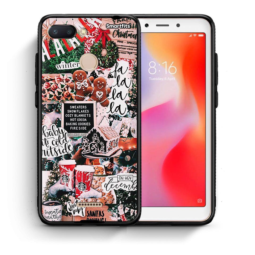 Θήκη Xiaomi Redmi 6 Xmas Habbits από τη Smartfits με σχέδιο στο πίσω μέρος και μαύρο περίβλημα | Xiaomi Redmi 6 Xmas Habbits case with colorful back and black bezels