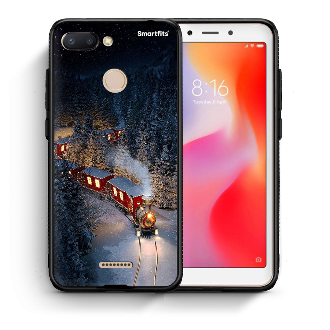 Θήκη Xiaomi Redmi 6 Xmas Train από τη Smartfits με σχέδιο στο πίσω μέρος και μαύρο περίβλημα | Xiaomi Redmi 6 Xmas Train case with colorful back and black bezels