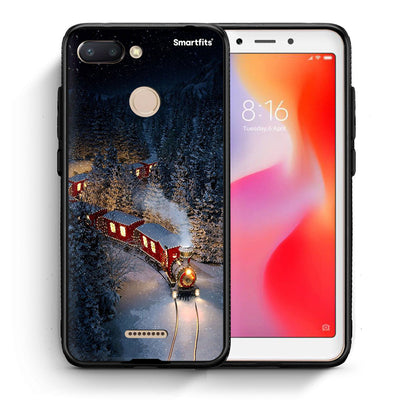 Θήκη Xiaomi Redmi 6 Xmas Train από τη Smartfits με σχέδιο στο πίσω μέρος και μαύρο περίβλημα | Xiaomi Redmi 6 Xmas Train case with colorful back and black bezels