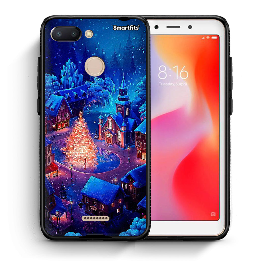 Θήκη Xiaomi Redmi 6 Xmas Village από τη Smartfits με σχέδιο στο πίσω μέρος και μαύρο περίβλημα | Xiaomi Redmi 6 Xmas Village case with colorful back and black bezels