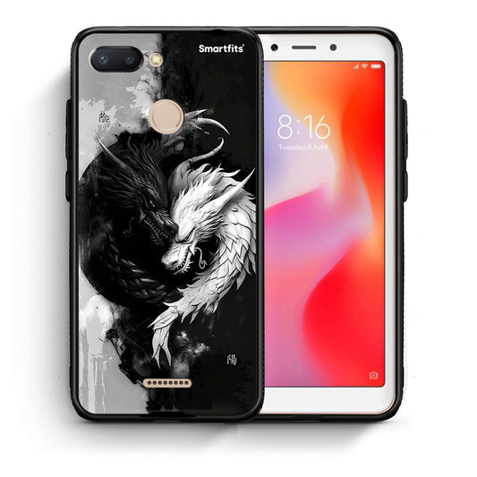 Θήκη Xiaomi Redmi 6 Yin Yang από τη Smartfits με σχέδιο στο πίσω μέρος και μαύρο περίβλημα | Xiaomi Redmi 6 Yin Yang case with colorful back and black bezels