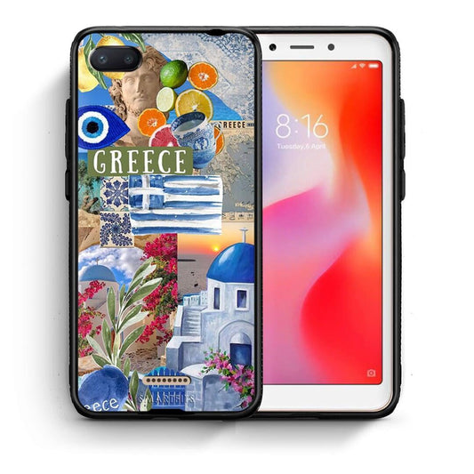 Θήκη Xiaomi Redmi 6A All Greek από τη Smartfits με σχέδιο στο πίσω μέρος και μαύρο περίβλημα | Xiaomi Redmi 6A All Greek case with colorful back and black bezels
