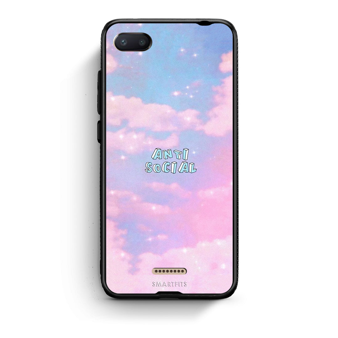 Xiaomi Redmi 6A Anti Social Θήκη Αγίου Βαλεντίνου από τη Smartfits με σχέδιο στο πίσω μέρος και μαύρο περίβλημα | Smartphone case with colorful back and black bezels by Smartfits