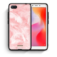 Thumbnail for Θήκη Xiaomi Redmi 6A Pink Feather Boho από τη Smartfits με σχέδιο στο πίσω μέρος και μαύρο περίβλημα | Xiaomi Redmi 6A Pink Feather Boho case with colorful back and black bezels