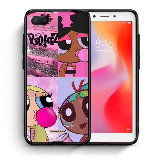 Θήκη Αγίου Βαλεντίνου Xiaomi Redmi 6A Bubble Girls από τη Smartfits με σχέδιο στο πίσω μέρος και μαύρο περίβλημα | Xiaomi Redmi 6A Bubble Girls case with colorful back and black bezels