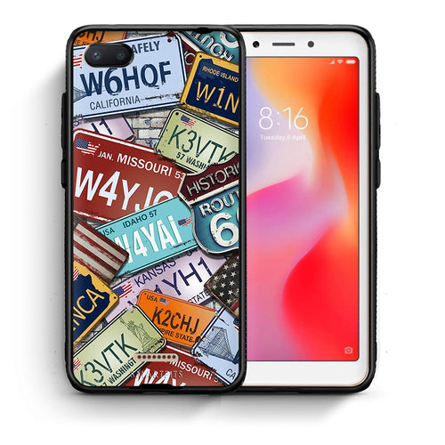 Θήκη Xiaomi Redmi 6A Car Plates από τη Smartfits με σχέδιο στο πίσω μέρος και μαύρο περίβλημα | Xiaomi Redmi 6A Car Plates case with colorful back and black bezels
