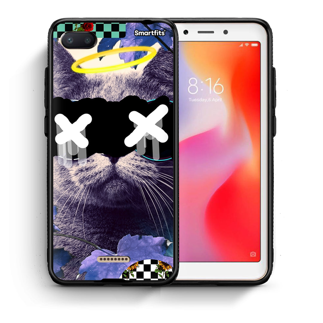 Θήκη Xiaomi Redmi 6A Cat Collage από τη Smartfits με σχέδιο στο πίσω μέρος και μαύρο περίβλημα | Xiaomi Redmi 6A Cat Collage case with colorful back and black bezels