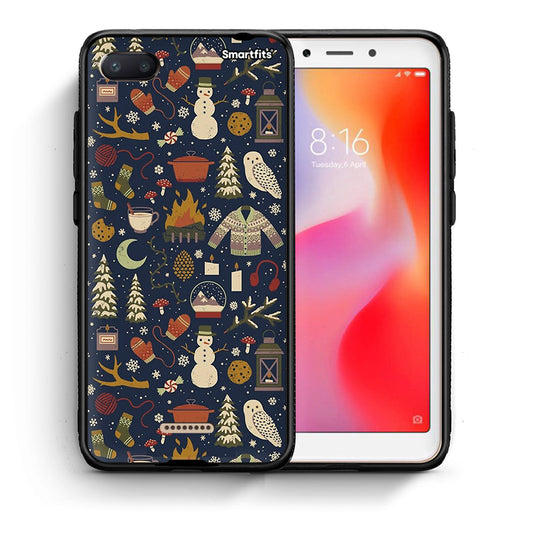 Θήκη Xiaomi Redmi 6A Christmas Elements από τη Smartfits με σχέδιο στο πίσω μέρος και μαύρο περίβλημα | Xiaomi Redmi 6A Christmas Elements case with colorful back and black bezels