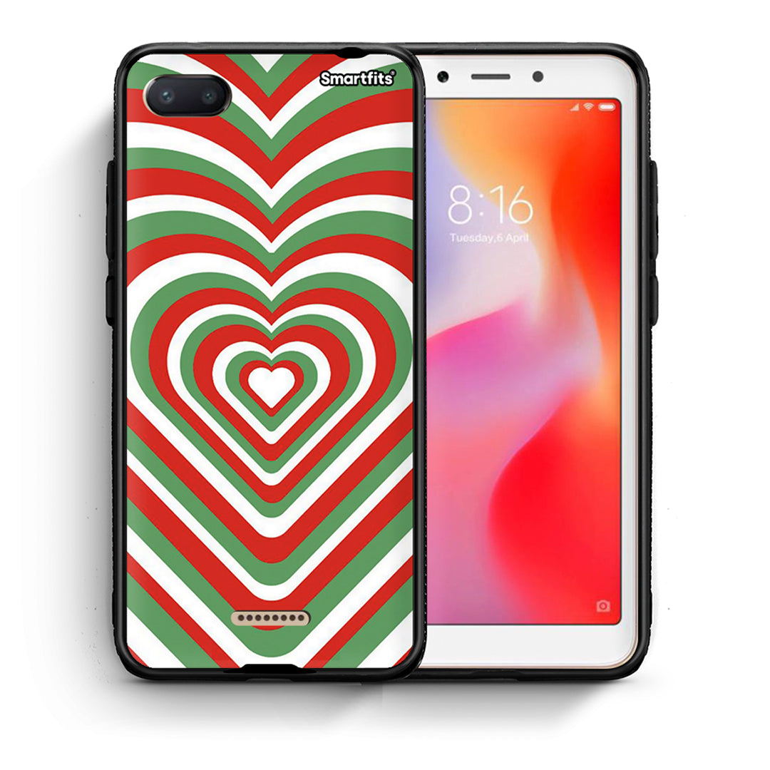 Θήκη Xiaomi Redmi 6A Christmas Hearts από τη Smartfits με σχέδιο στο πίσω μέρος και μαύρο περίβλημα | Xiaomi Redmi 6A Christmas Hearts case with colorful back and black bezels