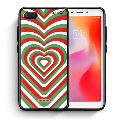 Θήκη Xiaomi Redmi 6A Christmas Hearts από τη Smartfits με σχέδιο στο πίσω μέρος και μαύρο περίβλημα | Xiaomi Redmi 6A Christmas Hearts case with colorful back and black bezels