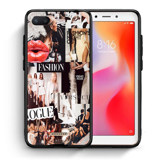 Θήκη Αγίου Βαλεντίνου Xiaomi Redmi 6A Collage Fashion από τη Smartfits με σχέδιο στο πίσω μέρος και μαύρο περίβλημα | Xiaomi Redmi 6A Collage Fashion case with colorful back and black bezels