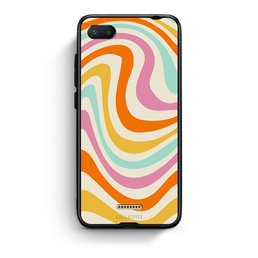 Xiaomi Redmi 6A Colourful Waves θήκη από τη Smartfits με σχέδιο στο πίσω μέρος και μαύρο περίβλημα | Smartphone case with colorful back and black bezels by Smartfits