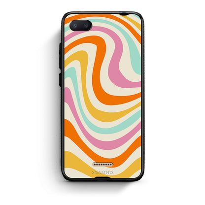 Xiaomi Redmi 6A Colourful Waves θήκη από τη Smartfits με σχέδιο στο πίσω μέρος και μαύρο περίβλημα | Smartphone case with colorful back and black bezels by Smartfits