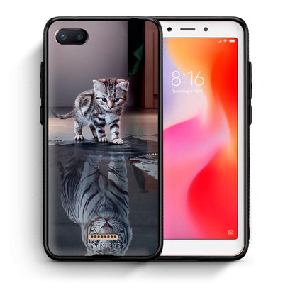 Θήκη Xiaomi Redmi 6A Tiger Cute από τη Smartfits με σχέδιο στο πίσω μέρος και μαύρο περίβλημα | Xiaomi Redmi 6A Tiger Cute case with colorful back and black bezels