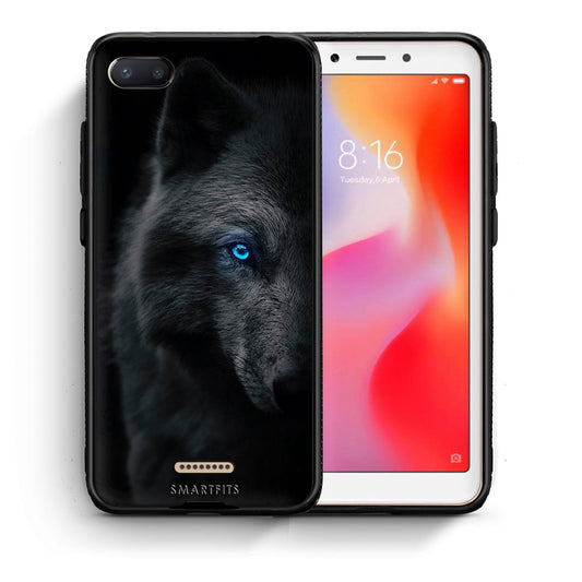 Θήκη Xiaomi Redmi 6A Dark Wolf από τη Smartfits με σχέδιο στο πίσω μέρος και μαύρο περίβλημα | Xiaomi Redmi 6A Dark Wolf case with colorful back and black bezels